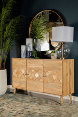 Checkered Pattern 3-Door Accent Cabinet Natural - 953460 Pie's Variety Store