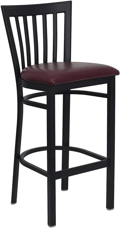 HERCULES Series Black School House Back Metal Restaurant Barstool - Black Vinyl Seat [XU-DG6R8BSCH-BAR-BLKV-GG] Pie's Variety Store