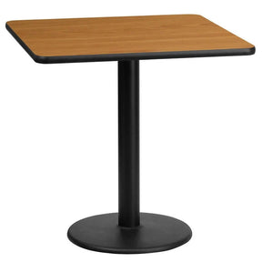 24'' Square Natural Laminate Table Top with 18'' Round Table Height Base [XU-NATTB-2424-TR18-GG] Fl Furniture