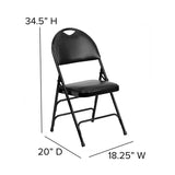 2 Pk. HERCULES Series Ultra-Premium Triple Braced Black Vinyl Metal Folding Chair with Easy-Carry Handle [2-HA-MC705AV-3-BK-GG] Fl Furniture