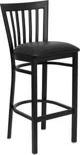 HERCULES Series Black School House Back Metal Restaurant Barstool - Black Vinyl Seat [XU-DG6R8BSCH-BAR-BLKV-GG] Pie's Variety Store