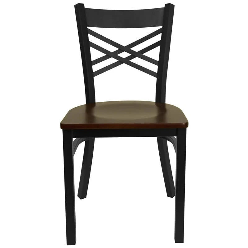HERCULES Series Black ''X'' Back Metal Restaurant Chair - Cherry Wood Seat [XU-6FOBXBK-CHYW-GG] Pie's Variety Store