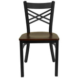 HERCULES Series Black ''X'' Back Metal Restaurant Chair - Cherry Wood Seat [XU-6FOBXBK-CHYW-GG] Pie's Variety Store