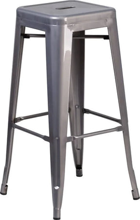 30'' High Backless Clear Coated Metal Indoor Barstool with Square Seat [XU-DG-TP0004-30-GG] Fl Furniture