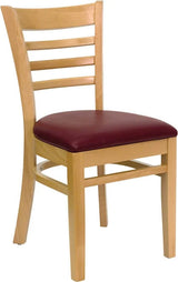 HERCULES Series Ladder Back Natural Wood Restaurant Chair - Black Vinyl Seat [XU-DGW0005LAD-NAT-BLKV-GG] Pie's Variety Store