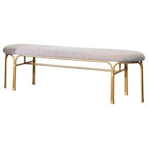 Upholstered Accent Bench With Metal Leg Grey And Gold - 910271 Pie's Variety Store