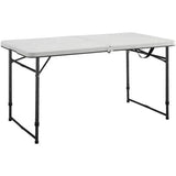 Lifetime Folding Table 4' Rectangular Lifetime 4 Foot Adjustable Fold In Half Tables are constructed of high density polyethylene and have three adjustable height settings - 4429 Hannah Frederick