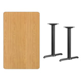30'' x 48'' Rectangular Black Laminate Table Top with 5'' x 22'' Table Height Bases [XU-BLKTB-3048-T0522-GG] Pie's Variety Store