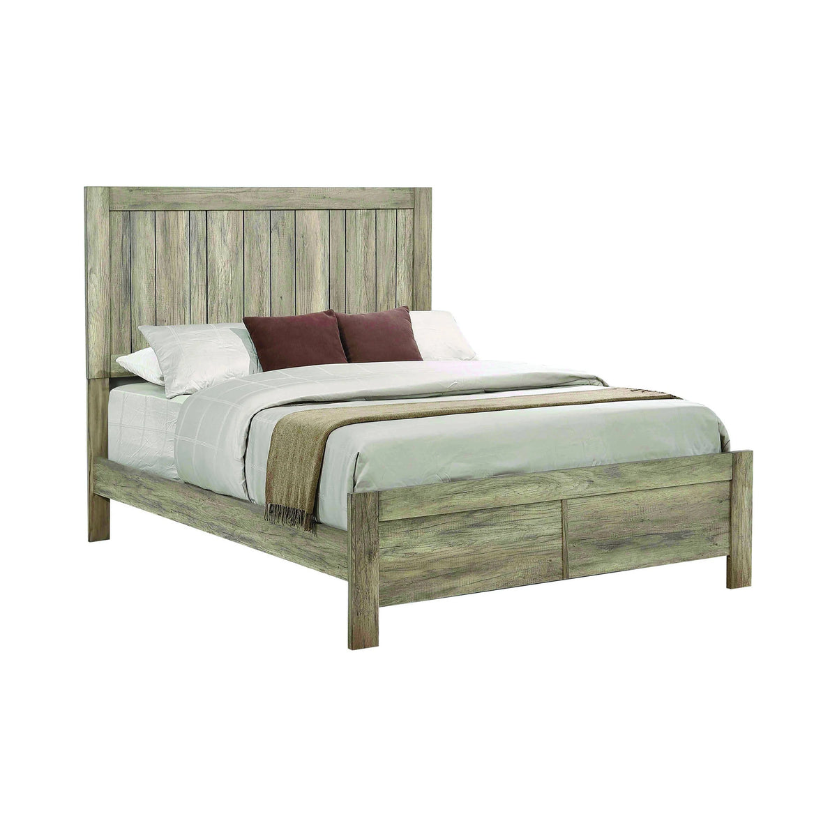 Adelaide Eastern King Wood Panel Bed Rustic Oak - 223101KE Pie's Variety Store