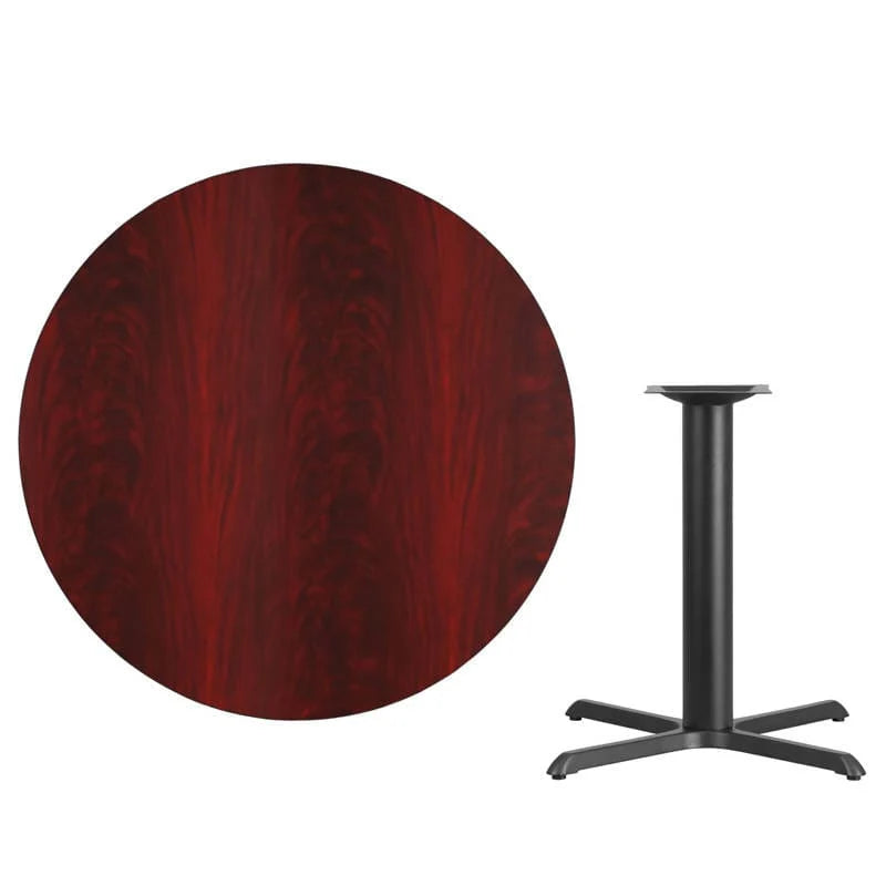 42'' Round Black Laminate Table Top with 33'' x 33'' Table Height Base [XU-RD-42-BLKTB-T3333-GG] Pie's Variety Store