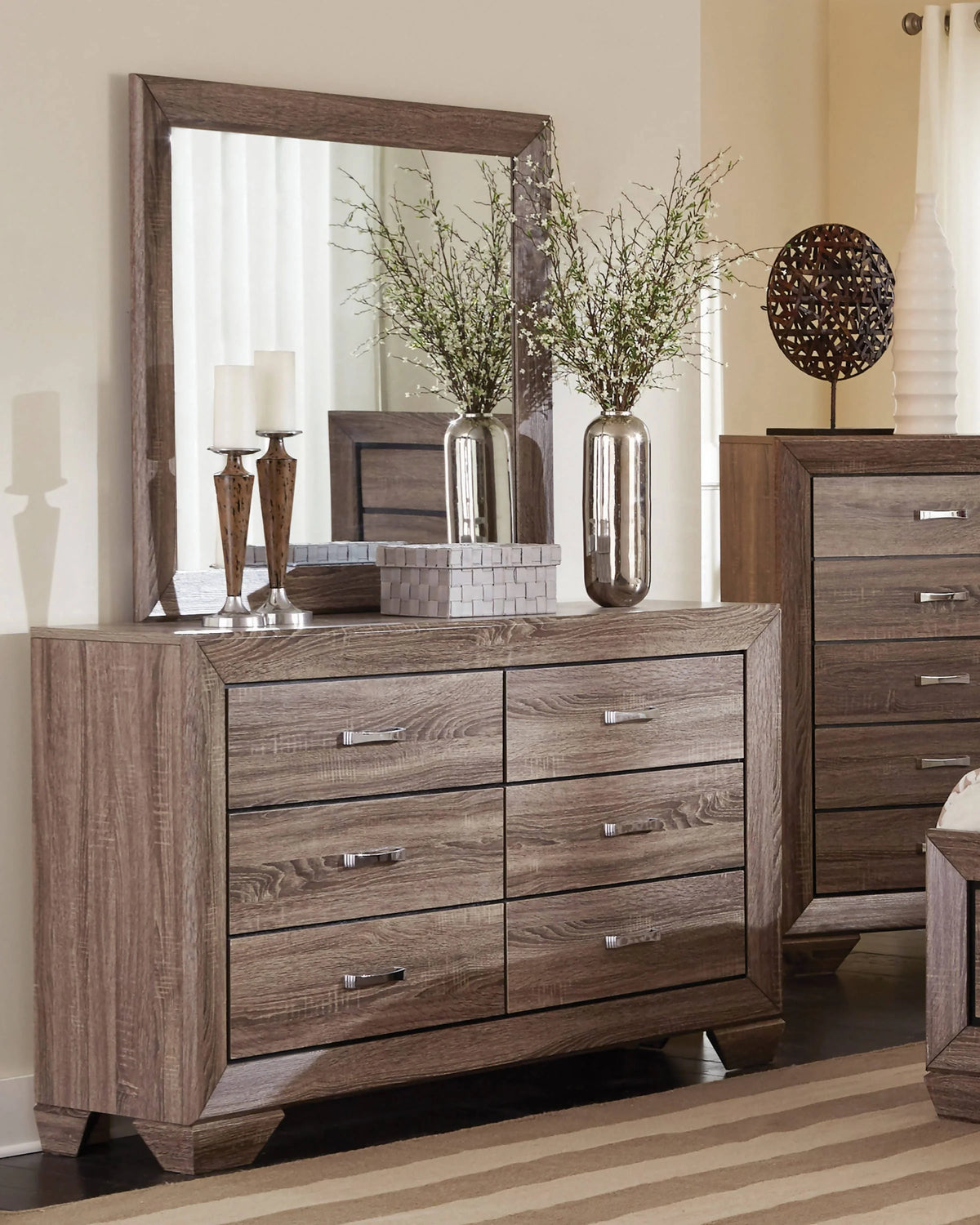 Kauffman Rectangular Mirror Washed Taupe - 204194 Pie's Variety Store