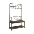 Hall Tree With 6-Hook Dark Walnut And Dark Bronze - 900932 Pie's Variety Store