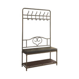 Hall Tree With 6-Hook Dark Walnut And Dark Bronze - 900932 Pie's Variety Store