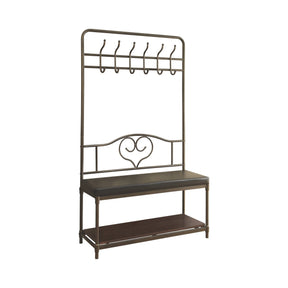 Hall Tree With 6-Hook Dark Walnut And Dark Bronze - 900932 Pie's Variety Store