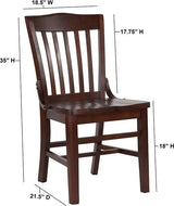 HERCULES Series School House Back Mahogany Wood Restaurant Chair [XU-DG-W0006-MAH-GG] Pie's Variety Store