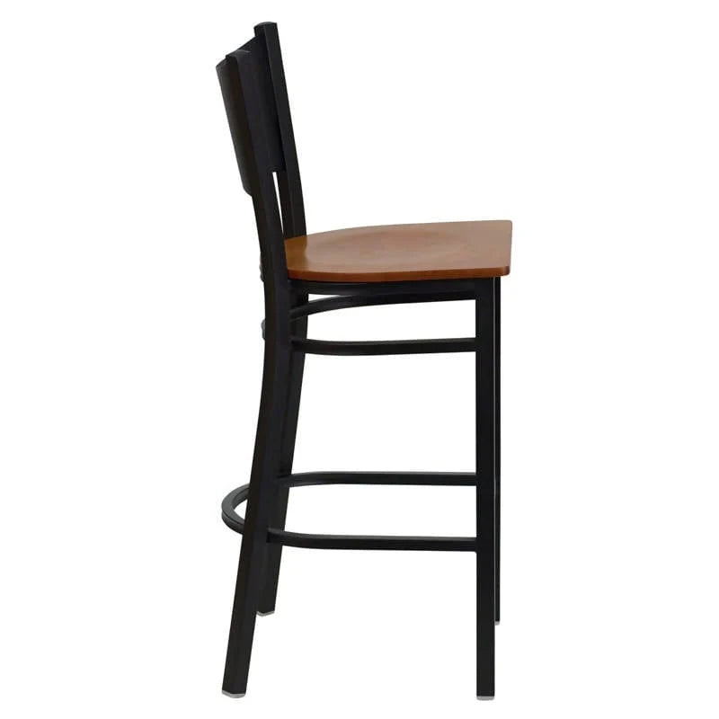 HERCULES Series Black Coffee Back Metal Restaurant Barstool - Cherry Wood Seat [XU-DG-60114-COF-BAR-CHYW-GG] Pie's Variety Store