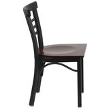 HERCULES Series Black Three-Slat Ladder Back Metal Restaurant Chair - Cherry Wood Seat [XU-DG6Q6B1LAD-CHYW-GG] Pie's Variety Store