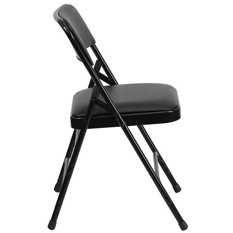 HERCULES Series Metal Folding Chairs with Padded Seats | Set of 2 Black Metal Folding Chairs [2-HA-MC309AV-BK-GG] Pie's Variety Store