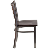 HERCULES Series Clear Coated Ladder Back Metal Restaurant Chair - Cherry Wood Seat [XU-DG694BLAD-CLR-CHYW-GG] Pie's Variety Store