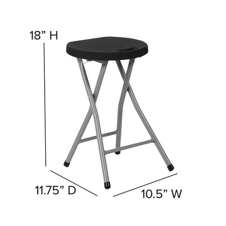 2 Pack Foldable Stool with Black Plastic Seat and Titanium Gray Frame [2-DAD-YCD-30-GG] Fl Furniture