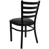 HERCULES Series Black Ladder Back Metal Restaurant Chair - Black Vinyl Seat [XU-DG694BLAD-BLKV-GG] Pie's Variety Store