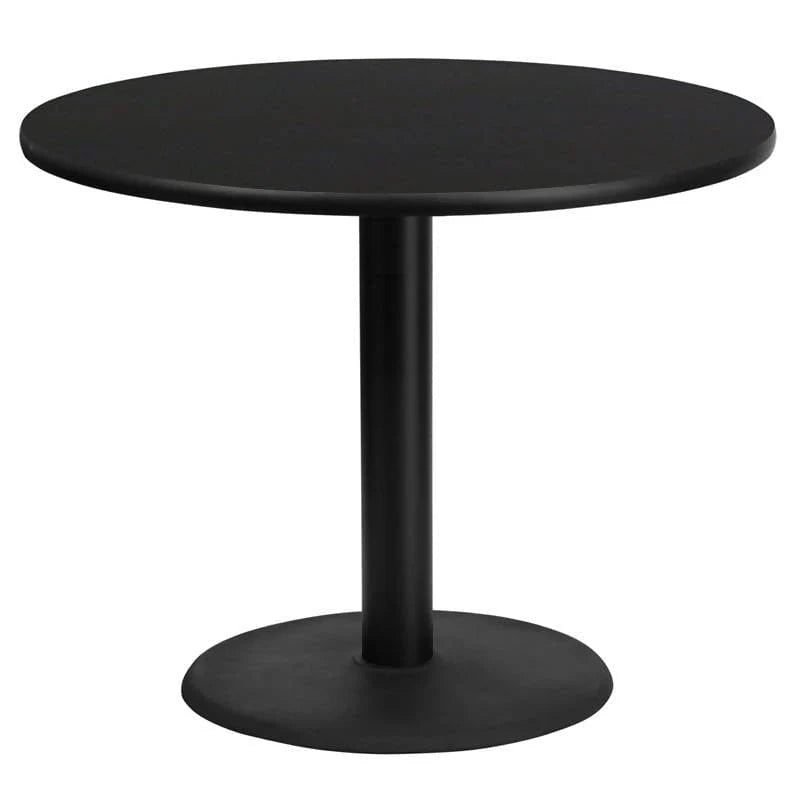 36'' Round Black Laminate Table Top with 24'' Round Table Height Base [XU-RD-36-BLKTB-TR24-GG] Pie's Variety Store