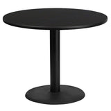 36'' Round Black Laminate Table Top with 24'' Round Table Height Base [XU-RD-36-BLKTB-TR24-GG] Pie's Variety Store