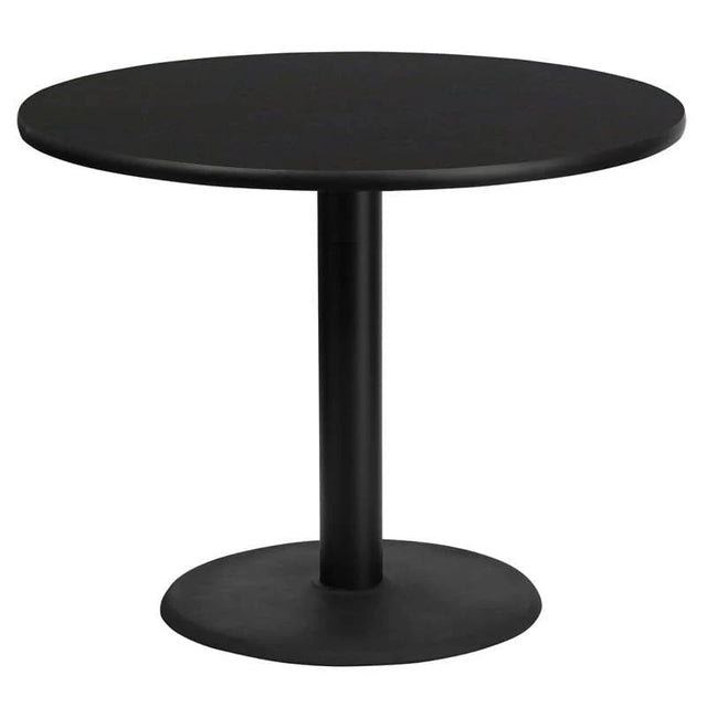 36'' Round Black Laminate Table Top with 24'' Round Table Height Base [XU-RD-36-BLKTB-TR24-GG] Pie's Variety Store