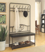 Hall Tree With 6-Hook Dark Walnut And Dark Bronze - 900932 Pie's Variety Store