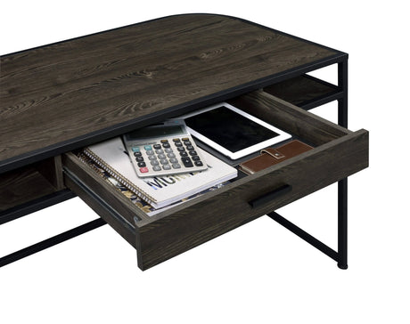 Ember 1-Drawer Writing Desk Dark Oak And Sandy Black - 803411 coastmega