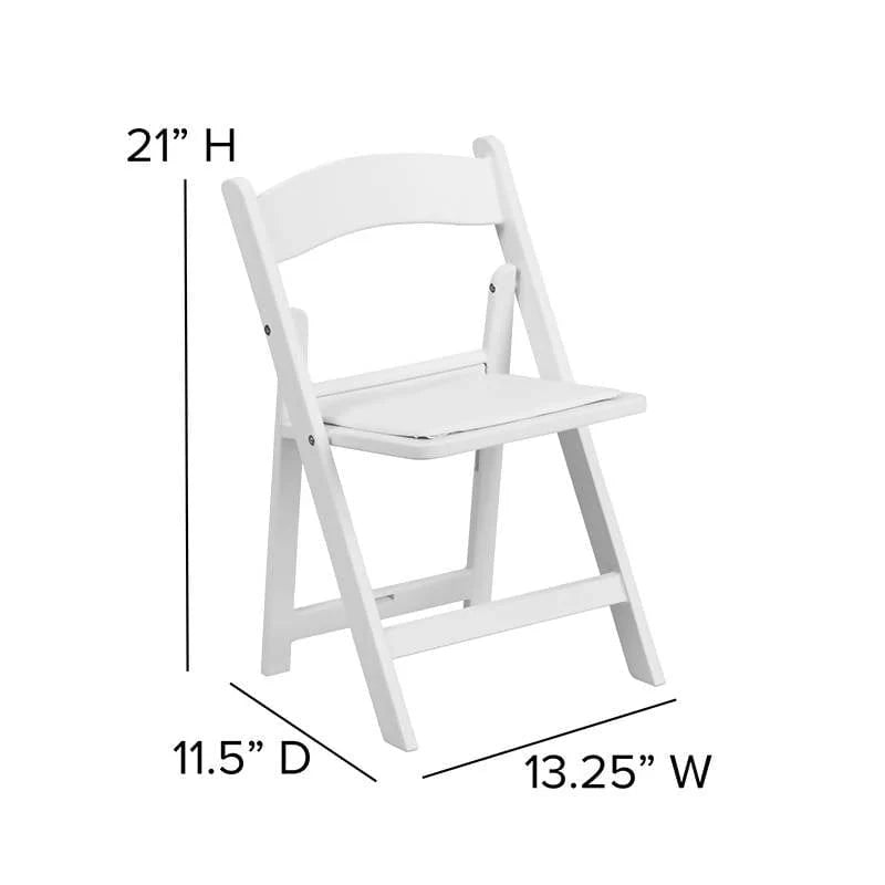 Kids Folding Chairs with Padded Seats | Set of 2 White Resin Folding Chair with Vinyl Padded Seat for Kids [2-LE-L-1K-GG] Pie's Variety Store