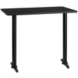 30'' x 48'' Rectangular Black Laminate Table Top with 5'' x 22'' Bar Height Table Bases [XU-BLKTB-3048-T0522B-GG] Pie's Variety Store