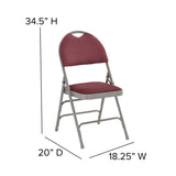 2 Pk. HERCULES Series Ultra-Premium Triple Braced Burgundy Fabric Metal Folding Chair with Easy-Carry Handle [2-HA-MC705AF-3-BY-GG] Fl Furniture