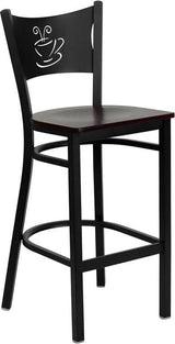 HERCULES Series Black Coffee Back Metal Restaurant Barstool - Cherry Wood Seat [XU-DG-60114-COF-BAR-CHYW-GG] Pie's Variety Store