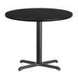36'' Round Black Laminate Table Top with 30'' x 30'' Table Height Base [XU-RD-36-BLKTB-T3030-GG] Pie's Variety Store