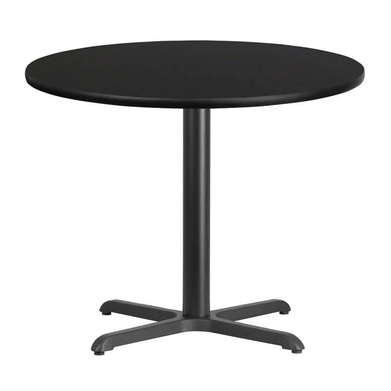 36'' Round Black Laminate Table Top with 30'' x 30'' Table Height Base [XU-RD-36-BLKTB-T3030-GG] Pie's Variety Store