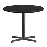 36'' Round Black Laminate Table Top with 30'' x 30'' Table Height Base [XU-RD-36-BLKTB-T3030-GG] Pie's Variety Store