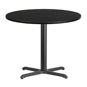 36'' Round Black Laminate Table Top with 30'' x 30'' Table Height Base [XU-RD-36-BLKTB-T3030-GG] Pie's Variety Store