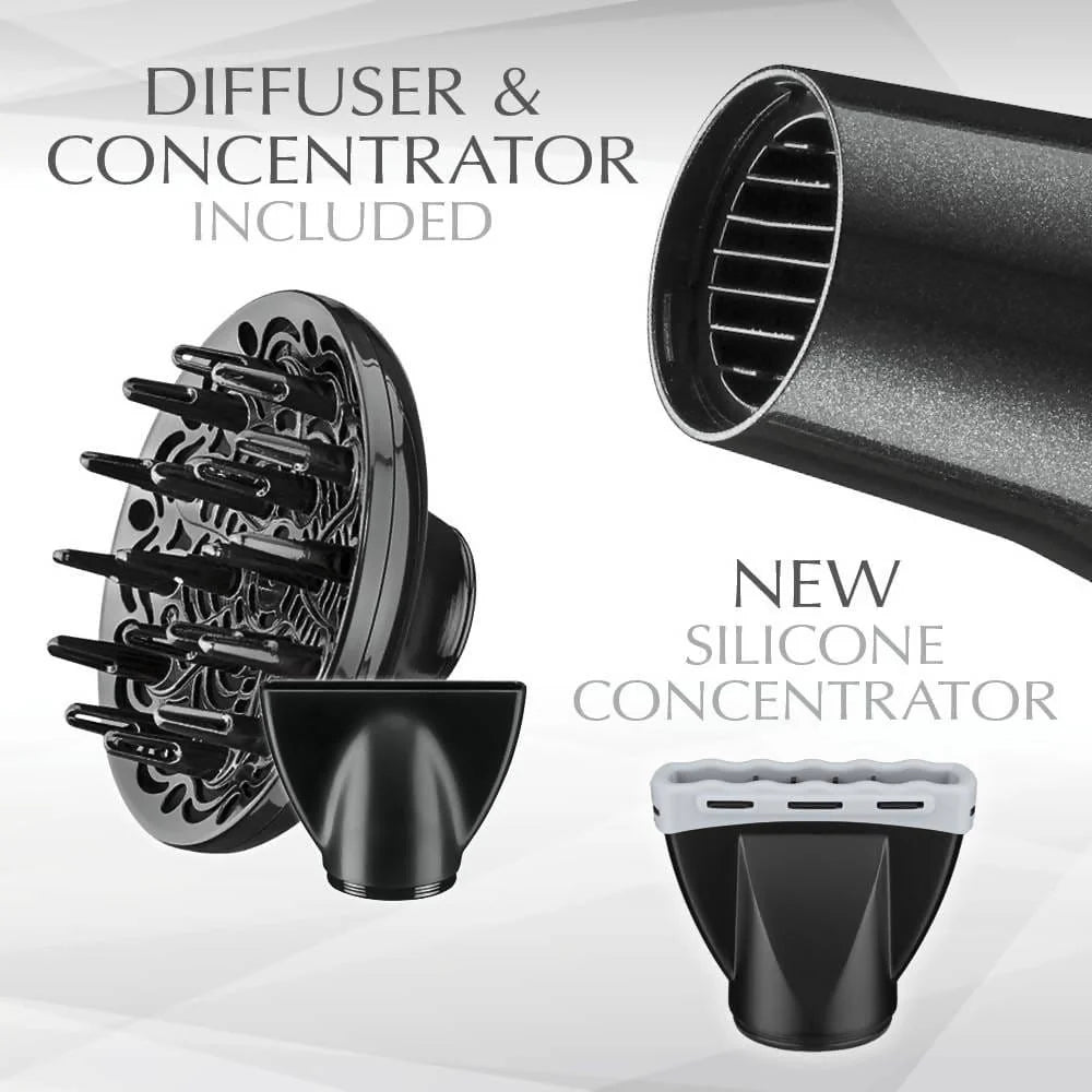InfinitiPRO by Conair Diamond Brilliance 1875 Watt Diamond-Infused Ceramic Dryer - Creates even heat that dries hair gently and reduces damage while providing added shine - C-580R Elegant AccScents