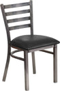 HERCULES Series Clear Coated Ladder Back Metal Restaurant Chair - Black Vinyl Seat [XU-DG694BLAD-CLR-BLKV-GG] Pie's Variety Store