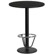 24'' Round Black Laminate Table Top with 18'' Round Bar Height Table Base and Foot Ring [XU-RD-24-BLKTB-TR18B-3CFR-GG] Fl Furniture