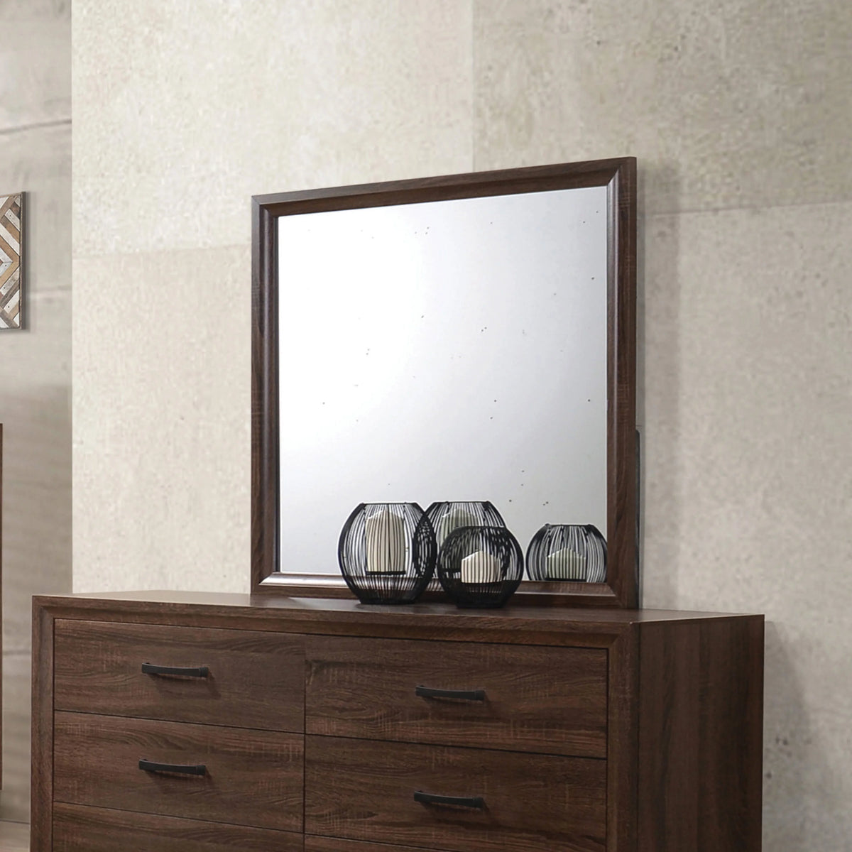 Brandon Framed Mirror Medium Warm Brown - 205324 Pie's Variety Store