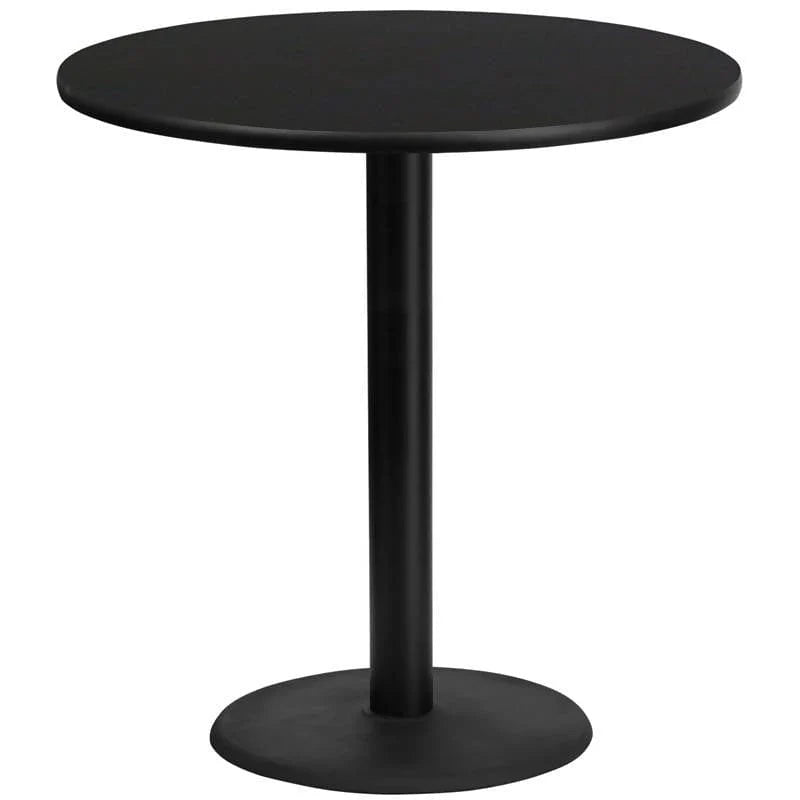 42'' Round Black Laminate Table Top with 24'' Round Bar Height Table Base [XU-RD-42-BLKTB-TR24B-GG] Pie's Variety Store