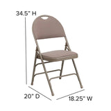 2 Pk. HERCULES Series Ultra-Premium Triple Braced Beige Fabric Metal Folding Chair with Easy-Carry Handle [2-HA-MC705AF-3-BGE-GG] Fl Furniture