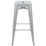 30" High Metal Indoor Bar Stool in Silver - Stackable Set of 4 [4-ET-31320-30-SV-R-GG] Fl Furniture
