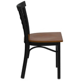 HERCULES Series Black Three-Slat Ladder Back Metal Restaurant Chair - Cherry Wood Seat [XU-DG6Q6B1LAD-CHYW-GG] Pie's Variety Store