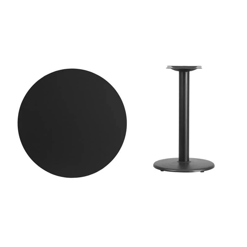 30'' Round Black Laminate Table Top with 18'' Round Table Height Base [XU-RD-30-BLKTB-TR18-GG] Fl Furniture