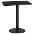 30'' x 42'' Rectangular Black Laminate Table Top with 24'' Round Bar Height Table Base [XU-BLKTB-3042-TR24B-GG] Fl Furniture