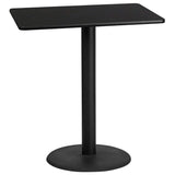 30'' x 42'' Rectangular Black Laminate Table Top with 24'' Round Bar Height Table Base [XU-BLKTB-3042-TR24B-GG] Fl Furniture
