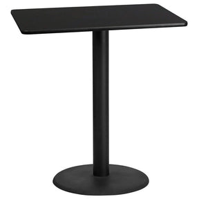 30'' x 42'' Rectangular Black Laminate Table Top with 24'' Round Bar Height Table Base [XU-BLKTB-3042-TR24B-GG] Fl Furniture